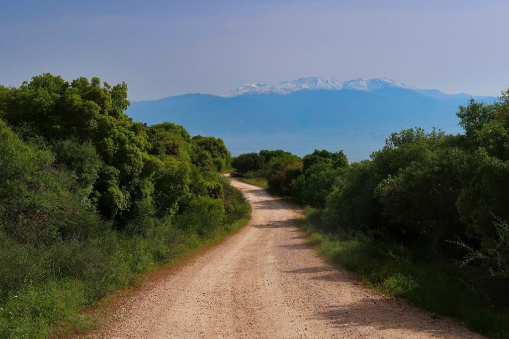 Výhled na horu Hermon z Israel National Trail