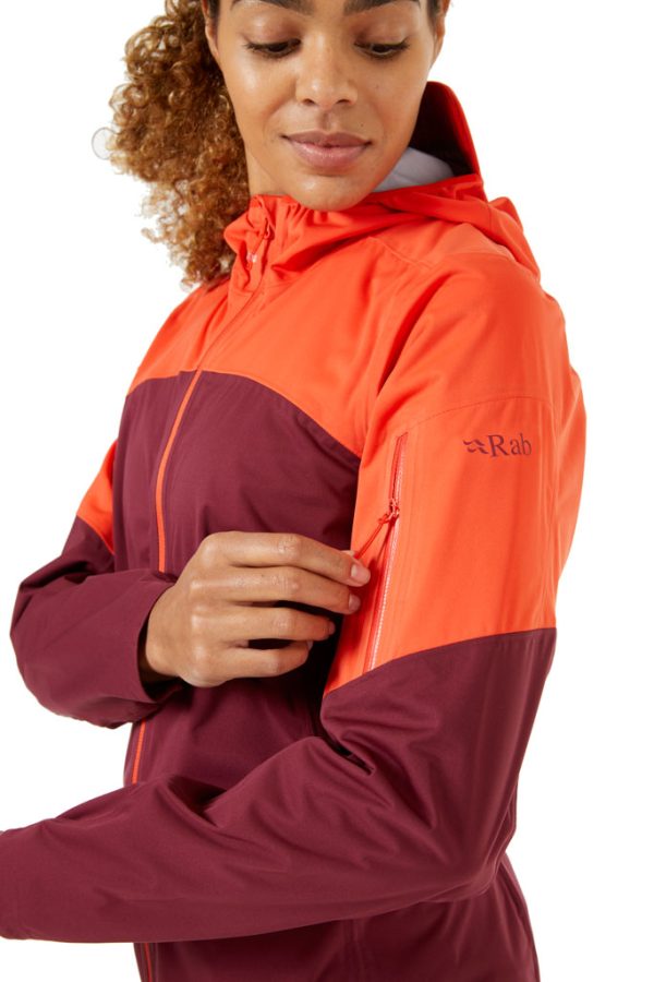 Damska_bunda_Rab_Kinetic_Ultra_Jacket_RedGrapefruit_detail_kapsa_rukav