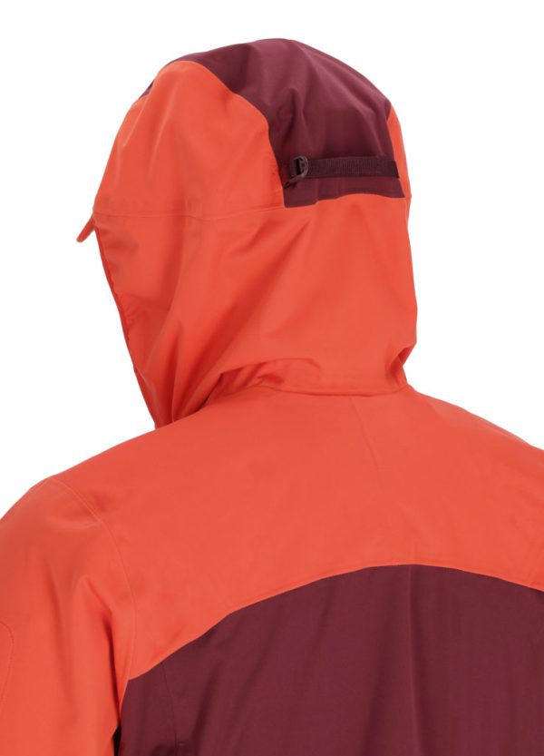 Damska_bunda_Rab_Kinetic_Ultra_Jacket_RedGrapefruit_kapuce_zezadu_detail