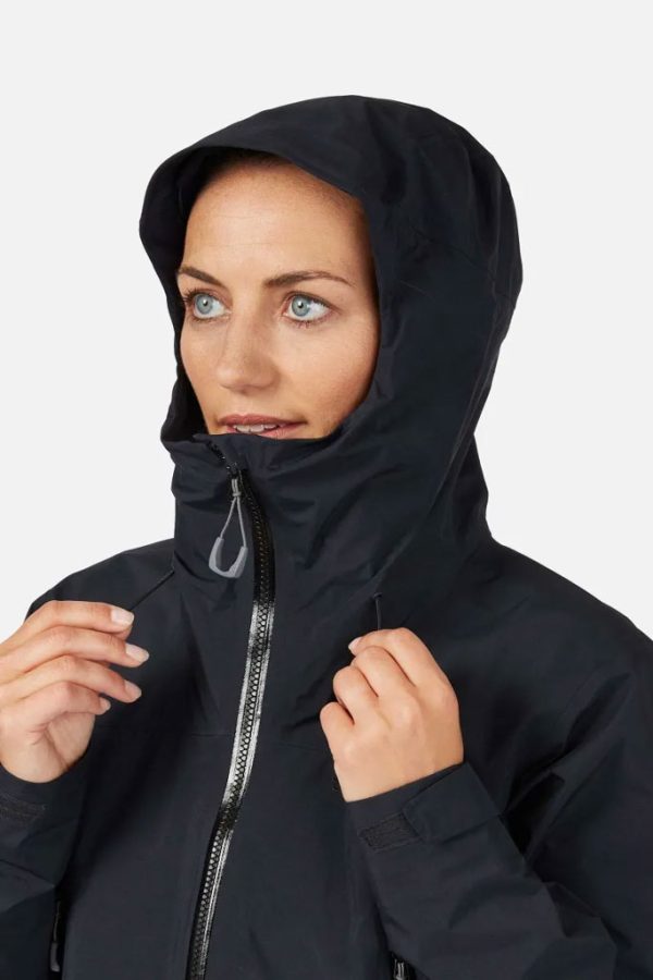 Stahování kapuce Dámské nepromokavé bundy Rab Kangri GORE-TEX PACLITE® Plus Ebony