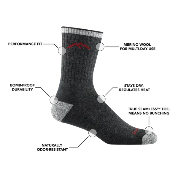 Darn Tough Hiker Micro Crew Midweight je celoroční varianta legendárních ponožek Darn Tough s doživotní zárukou na díry a běžné opotřebení.
